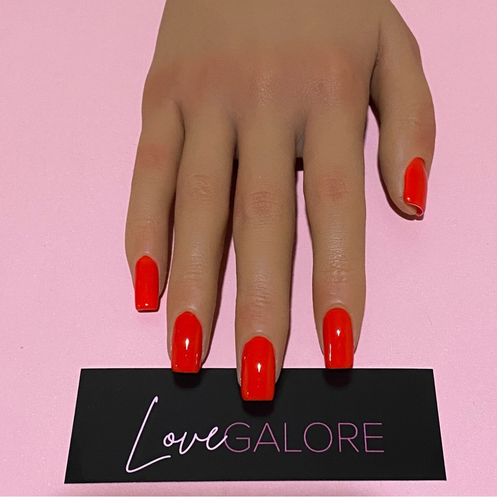 Handcrafted Press On Nails Red Short Square- Love Galore